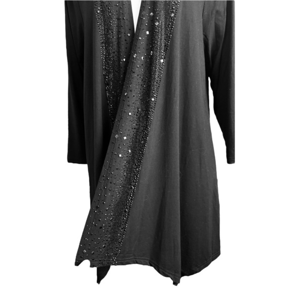 Vintage 1980 PARISLINE black asymmetrical evening cardigan sparkling studs large - Picture 6 of 11